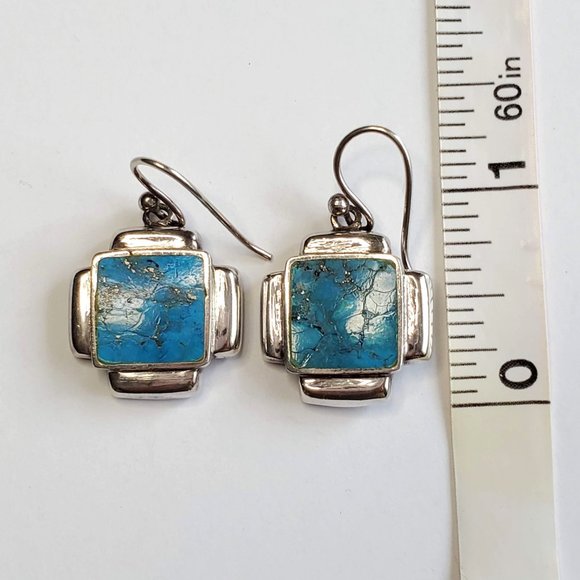 Vintage Sterling Silver & Turquoise Earrings - Picture 4 of 4